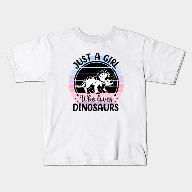 Just a girl who loves Dinosaurs 1 a Kids T-Shirt by Disentangled